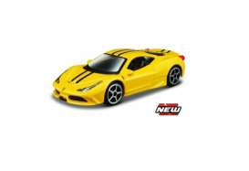 Ferrari  - 458 yellow - 1:64 - Bburago - 56010y - bura56010y | Toms Modelautos