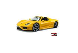 Porsche  - Spyder 2014 yellow - 1:24 - Bburago - 21076y - bura21076y | Toms Modelautos