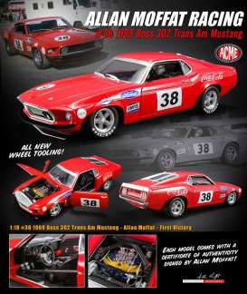 Ford - Mustang Boss 302 Trans Am #38 1969 red - 1:18 - Acme Diecast - acme1801828 | Tom's Modelauto's Ford - Mustang Boss 302 Trans Am #38 1969 red - 1:18 - Acme Diecast - acme1801828 | Tom's Modelauto's