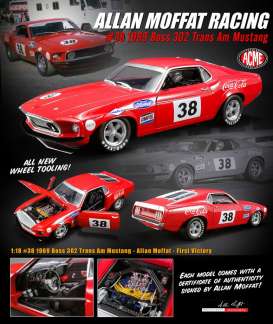 Ford  - Mustang Boss 302 Trans Am #38 1969 red - 1:18 - Acme Diecast - 1801828 - acme1801828 | Toms Modelautos