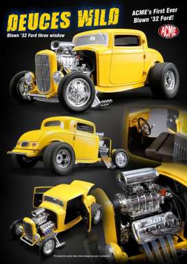 Ford - 3 Window *Deuce Wild* 1932 yellow - 1:18 - Acme Diecast - acme1805015 | Tom's Modelauto's Ford - 3 Window *Deuce Wild* 1932 yellow - 1:18 - Acme Diecast - acme1805015 | Tom's Modelauto's