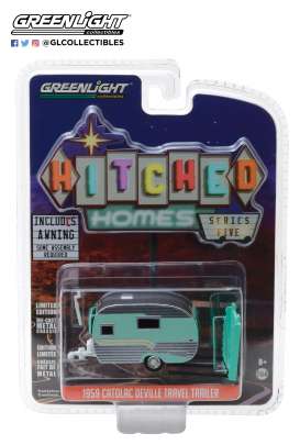 Catolac DeVille Travel Trailer  - 1959 green/silver - 1:64 - GreenLight - 34050B - gl34050B | Toms Modelautos