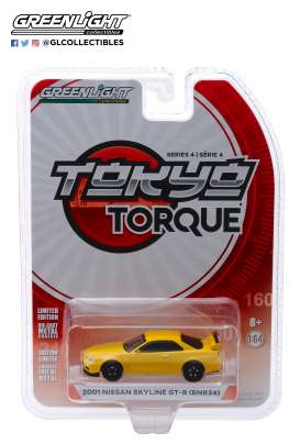 Nissan  - Skyline GTS-R 2001 yellow - 1:64 - GreenLight - 47020F - gl47020F | Toms Modelautos