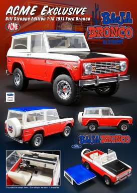 Ford  - Bronco *Bill Strope* 1972 red/white/blue/black - 1:18 - Acme Diecast - 51173 - acme51173 | Toms Modelautos