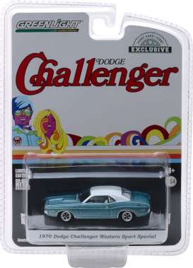 Dodge  - Challenger 1970 light blue/white - 1:64 - GreenLight - 29986 - gl29986 | Toms Modelautos