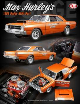 Dodge - Hemi Dart *Max Hurley* 1968 - 1:18 - Acme Diecast - 1806401 - acme1806401 | Tom's Modelauto's Dodge - Hemi Dart *Max Hurley* 1968 - 1:18 - Acme Diecast - 1806401 - acme1806401 | Tom's Modelauto's