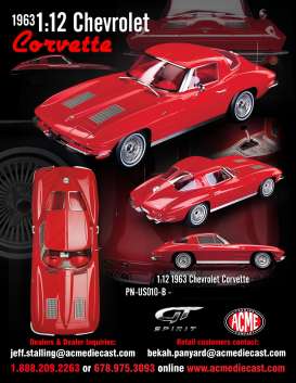 Chevrolet - Corvette Split Window 1963 red - 1:12 - Acme Diecast - US010B - GTUS010B | Tom's Modelauto's Chevrolet - Corvette Split Window 1963 red - 1:12 - Acme Diecast - US010B - GTUS010B | Tom's Modelauto's