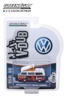 Volkswagen  - Type 2 1973 red/white - 1:64 - GreenLight - 29940C - gl29940C | Toms Modelautos
