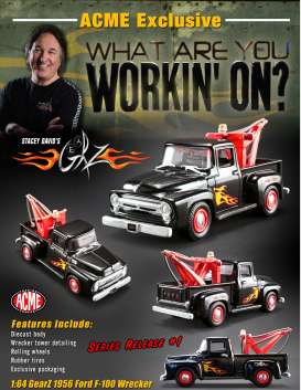 Ford - F-100 Wrecker *GearZ* 1956 black/flames - 1:64 - Acme Diecast - 51248 - acme51248 | Tom's Modelauto's Ford - F-100 Wrecker *GearZ* 1956 black/flames - 1:64 - Acme Diecast - 51248 - acme51248 | Tom's Modelauto's
