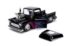 Chevrolet - Stepside 1955 black/flames - 1:24 - Jada Toys - 30714 - jada30714bk | Tom's Modelauto's Chevrolet - Stepside 1955 black/flames - 1:24 - Jada Toys - 30714 - jada30714bk | Tom's Modelauto's