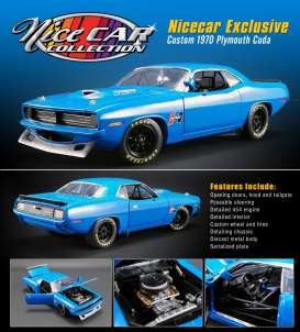 Plymouth - Custom Cuda *Hurst* 1970 blue - 1:18 - Acme Diecast - 1806104 - acme1806104 | Tom's Modelauto's Plymouth - Custom Cuda *Hurst* 1970 blue - 1:18 - Acme Diecast - 1806104 - acme1806104 | Tom's Modelauto's