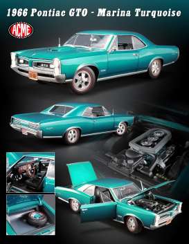Pontiac - GTO 1966 marina turquise-blue - 1:18 - Acme Diecast - 1801212 - acme1801212 | Tom's Modelauto's Pontiac - GTO 1966 marina turquise-blue - 1:18 - Acme Diecast - 1801212 - acme1801212 | Tom's Modelauto's