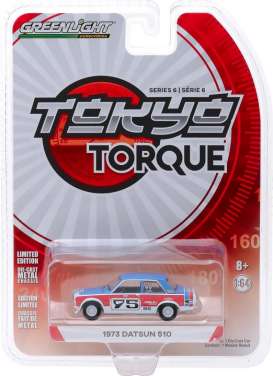 Datsun  - 510 1973 red/blue/white - 1:64 - GreenLight - 47040D - gl47040D | Toms Modelautos