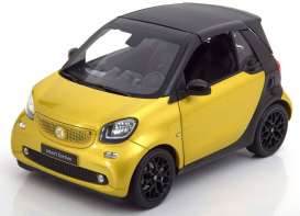 Smart - Fortwo Cabrio A453 2014 yellow/black - 1:18 - Norev - 183430 - norB66960289 | Tom's Modelauto's Smart - Fortwo Cabrio A453 2014 yellow/black - 1:18 - Norev - 183430 - norB66960289 | Tom's Modelauto's
