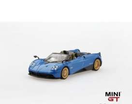 Pagani  - Huayra Roadster 2018 blue - 1:64 - Mini GT - mgt00038L - MGT00038lhd | Toms Modelautos