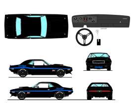 Dodge - Challenger Trans Am 1970 black/blue - 1:18 - Acme Diecast - 1806013NC - acme1806013NC | Tom's Modelauto's Dodge - Challenger Trans Am 1970 black/blue - 1:18 - Acme Diecast - 1806013NC - acme1806013NC | Tom's Modelauto's