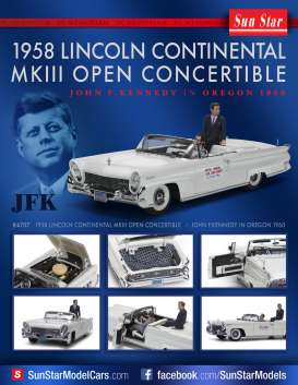 Lincoln  - Mark III Convertible *JFK* 1958 white - 1:18 - SunStar - 4707 - sun4707 | Toms Modelautos