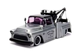 Chevrolet  - Stepside Tow Truck 1955 chrome/black - 1:24 - Jada Toys - 45002 - jada45002 | Toms Modelautos
