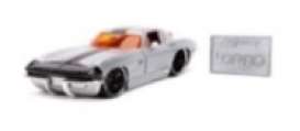 Chevrolet  - Corvette Split Window 1963 chrome/black/orange - 1:24 - Jada Toys - 45006 - jada45006 | Toms Modelautos