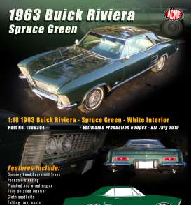 Buick  - Riviera 1963 spruce green - 1:18 - Acme Diecast - 1806304 - acme1806304 | Toms Modelautos