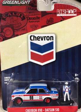 Datsun  - 510 #98 *Chevron* white/red/blue - 1:64 - GreenLight - 51194B - gl51194B | Toms Modelautos
