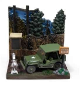 Willys diorama - MB jeep green/grey - 1:64 - Johnny Lightning - DS002 - JLDS002Willys | Toms Modelautos