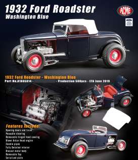 Ford - Roadster 1932 washington blue - 1:18 - Acme Diecast - 1805014 - acme1805014 | Tom's Modelauto's Ford - Roadster 1932 washington blue - 1:18 - Acme Diecast - 1805014 - acme1805014 | Tom's Modelauto's