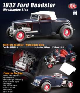 Ford  - Roadster 1932 washington blue - 1:18 - Acme Diecast - 1805014 - acme1805014 | Toms Modelautos