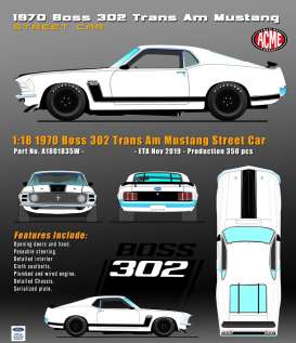Ford  - Mustang Boss 302 Trans Am  - 1:18 - Acme Diecast - 1801835W - acme1801835W | Toms Modelautos