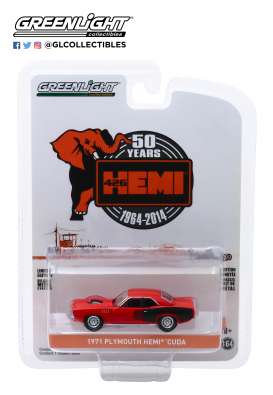 Plymouth  - Hemi Cuda 1971 orange - 1:64 - GreenLight - 28000E - gl28000E | Toms Modelautos