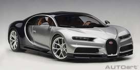 Bugatti  - Chiron silver/blue - 1:18 - AutoArt - 70992 - autoart70992 | Toms Modelautos