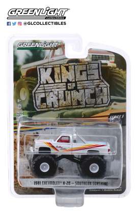 Chevrolet - K20 Silvarado Monster Truck 1981 white/red/yellow - 1:64 - GreenLight - 49050D - gl49050D | Tom's Modelauto's Chevrolet - K20 Silvarado Monster Truck 1981 white/red/yellow - 1:64 - GreenLight - 49050D - gl49050D | Tom's Modelauto's