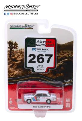 Datsun  - 510 1972 white/red/blue - 1:64 - GreenLight - 13260E - gl13260E | Toms Modelautos