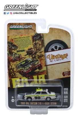 Datsun  - 510 1969 white/yellow - 1:64 - GreenLight - 39020B - gl39020B | Toms Modelautos