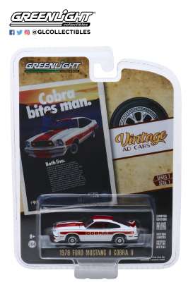 Ford - Mustang II Cobra II 1978 white/red - 1:64 - GreenLight - 39020F - gl39020F | Toms Modelautos Ford - Mustang II Cobra II 1978 white/red - 1:64 - GreenLight - 39020F - gl39020F | Toms Modelautos