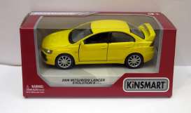 Mitsubishi  - Lancer Evo X 2008 yellow - 1:36 - Kinsmart - 5329W - KT5329Wy | Toms Modelautos