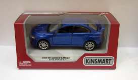 Mitsubishi  - Lancer Evo X 2008 blue - 1:36 - Kinsmart - 5329W - KT5329Wb | Toms Modelautos