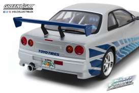 Nissan  - Skyline GT R-34 F&F 1999 silver/blue - 1:18 - GreenLight - 19041 - gl19041 | Toms Modelautos