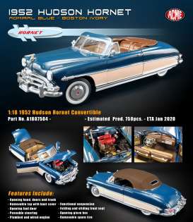 Hudson - Hornet convertible 1952 blue - 1:18 - Acme Diecast - 1807504 - acme1807504 | Toms Modelautos Hudson - Hornet convertible 1952 blue - 1:18 - Acme Diecast - 1807504 - acme1807504 | Toms Modelautos