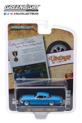 Studebaker  - Commander 1953 blue - 1:64 - GreenLight - 39030A - gl39030A | Toms Modelautos