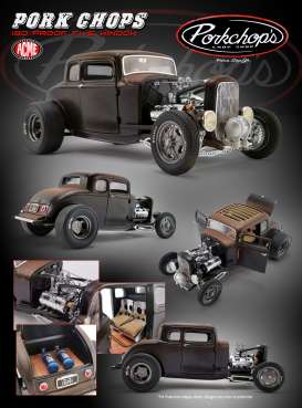 Ford  - Hot Rod *Pork Chops* 1932 black/brown - 1:18 - Acme Diecast - 1805017 - acme1805017 | Toms Modelautos