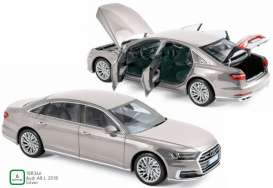 Audi  - A8 L 2018 silver metallic - 1:18 - Norev - 188366 - nor188366 | Toms Modelautos