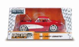 Chevrolet  - Corvette 1957 red/white - 1:24 - Jada Toys - 31451 - jada31451r | Toms Modelautos
