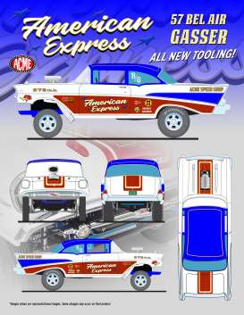 Chevrolet  - Bel Air Gasser 1957 white/red/blue - 1:18 - Acme Diecast - 1807007 - acme1807007 | Toms Modelautos