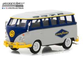 Volkswagen  - T1 Samba bus grey/blue - 1:43 - GreenLight - 87010F - gl87010F-GM | Toms Modelautos