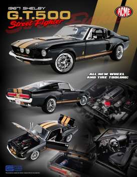 Shelby  - GT500 *Street Fighter* 1967 black/gold - 1:18 - Acme Diecast - 1801837 - acme1801837 | Toms Modelautos