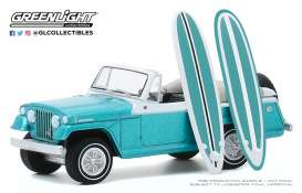 Kaiser-Jeep  - Jeepster 1968 blue/white - 1:64 - GreenLight - 97090B - gl97090B | Toms Modelautos