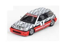 Honda  - Civic  white/red - 1:64 - Inno Models - in64EF9SENHKS - in64EF9SENHKS | Toms Modelautos