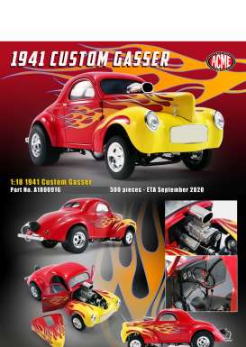 Willys  - Gasser  1941 red - 1:18 - Acme Diecast - 1800916 - acme1800916 | Toms Modelautos