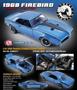 Pontiac  - Firebird 1968 blue - 1:18 - Acme Diecast - 1805211 - acme1805211 | Toms Modelautos